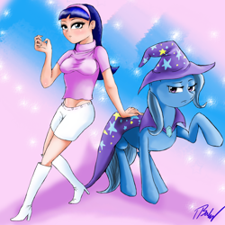 Size: 3000x3000 | Tagged: safe, artist:thefabledrarity, derpibooru import, trixie, crossover, namesake, pun, the fairly oddparents, trixie tang