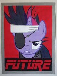 Size: 2112x2816 | Tagged: safe, artist:iceroadlion, derpibooru import, twilight sparkle, future, future twilight, high res, konami, metal gear, painting, poster