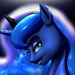 Size: 2000x2000 | Tagged: safe, artist:mykegreywolf, princess luna, alicorn, pony, female, horn, mare, portrait, solo