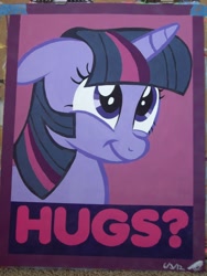 Size: 2112x2816 | Tagged: safe, artist:iceroadlion, derpibooru import, twilight sparkle, high res, hug, painting, poster