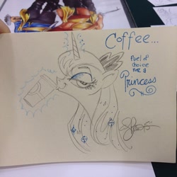 Size: 640x640 | Tagged: safe, artist:andypriceart, princess luna, alicorn, pony, coffee, solo, traditional art