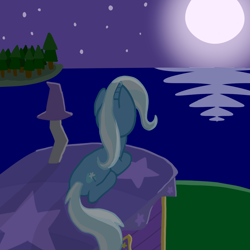 Size: 1024x1024 | Tagged: safe, artist:solarfm, derpibooru import, trixie, pony, moon, night, solo, trixie's wagon