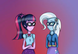 Size: 963x670 | Tagged: safe, artist:mlphotfrozen10, derpibooru import, sci-twi, trixie, twilight sparkle, best trends forever, better together, equestria girls, female, glasses, lesbian, sci-twixie, shipping, twixie