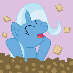 Size: 4096x4096 | Tagged: safe, artist:solarfm, derpibooru import, trixie, pony, absurd resolution, crackers, food, peanut butter, peanut butter crackers, solo, that pony sure does love peanut butter crackers, this will end in weight gain