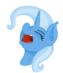 Size: 1980x2300 | Tagged: safe, artist:paskanaakka, derpibooru exclusive, derpibooru import, trixie, unicorn, bust, ear fluff, eyes closed, female, laughing, mare, open mouth, portrait, simple background, solo, transparent background