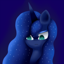 Size: 1125x1125 | Tagged: safe, artist:king-sombrero, princess luna, alicorn, pony, female, horn, mare, simple background, solo