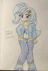 Size: 1536x2240 | Tagged: safe, artist:gmangamer25, derpibooru import, trixie, human, humanized, solo, traditional art