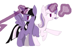 Size: 692x461 | Tagged: safe, artist:jessycartpenter, derpibooru import, trixie, twilight sparkle, twilight sparkle (alicorn), alicorn, pony, alternate universe, female, lesbian, shipping, simple background, transparent background, twixie