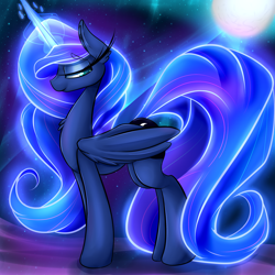 Size: 2600x2600 | Tagged: safe, artist:madacon, princess luna, alicorn, pony, color porn, glow, solo, wings