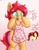 Size: 2732x3500 | Tagged: safe, artist:an-tonio, derpibooru import, oc, oc only, oc:golden brooch, oc:vivian cereza, earth pony, semi-anthro, apron, clothes, cute, design, dialogue, duo, female, glasses, mare, milf, mother, naked apron, talking