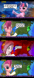 Size: 900x2021 | Tagged: safe, artist:illu-mint, derpibooru import, pinkie pie, twilight sparkle, earth pony, pony, gmod, news, pinkamena diane pie, weather