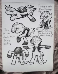 Size: 1824x2322 | Tagged: safe, artist:shoeunit, derpibooru import, trixie, pony, unicorn, aj styles, clothes, dialogue, female, flat earth, gloves, mare, solo, sports, traditional art, wrestling, wwe