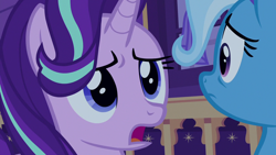 Size: 1280x720 | Tagged: safe, derpibooru import, screencap, starlight glimmer, trixie, pony, unicorn, to where and back again