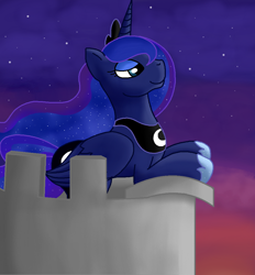 Size: 946x1019 | Tagged: safe, artist:therocketkitty, princess luna, alicorn, pony, dawn, solo, twilight (astronomy)