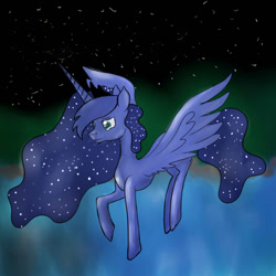 Size: 1000x1000 | Tagged: safe, artist:purple, princess luna, alicorn, pony, female, horn, lunadoodle, mare, solo