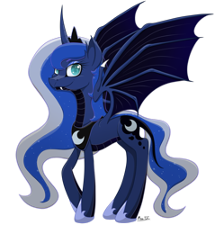 Size: 874x914 | Tagged: safe, artist:missitofu, princess luna, alicorn, dracony, pony, royalty, simple background, solo