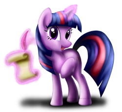 Size: 1200x1105 | Tagged: safe, artist:groxy-cyber-soul, derpibooru import, twilight sparkle, unicorn twilight, pony, unicorn, magic, quill, scroll, solo