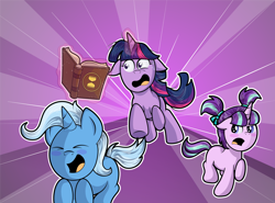 Size: 1600x1186 | Tagged: safe, artist:moonlightfan, derpibooru import, starlight glimmer, trixie, twilight sparkle, twilight sparkle (alicorn), alicorn, pony, unicorn, age regression, female, filly, filly starlight glimmer, filly trixie, filly twilight sparkle, floppy ears, magical trio, younger