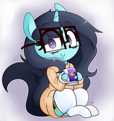 Size: 1600x1700 | Tagged: safe, artist:fullmetalpikmin, derpibooru import, oc, oc:insatiable void, unicorn, clothes, female, glasses, milf, socks, sweater