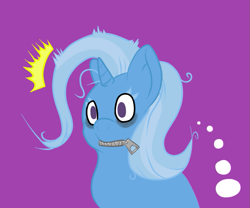 Size: 911x759 | Tagged: safe, artist:thepiplup, derpibooru import, trixie, pony, unicorn, female, mare, solo, traveling-trixie, tumblr, zipper, zippermouth