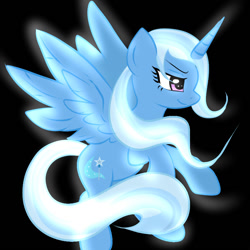 Size: 800x800 | Tagged: safe, artist:evannasykes, derpibooru import, trixie, alicorn, pony, alicornified, race swap, solo, trixiecorn