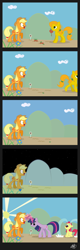 Size: 1024x3200 | Tagged: safe, artist:mafon, derpibooru import, apple bloom, applejack, twilight sparkle, oc, earth pony, pony, comic