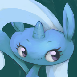 Size: 930x930 | Tagged: safe, artist:yutoraru, derpibooru import, trixie, pony, unicorn, e.t. head, female, mare, pixiv, solo, wat