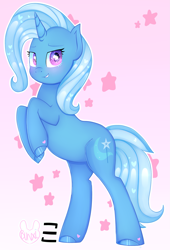 Size: 1991x2929 | Tagged: safe, artist:bunxl, derpibooru import, trixie, pony, unicorn, female, looking at you, mare, rearing, smiling, solo