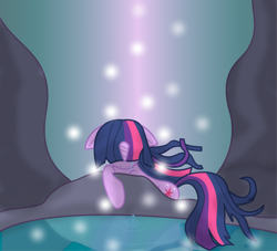 Size: 2000x1818 | Tagged: safe, artist:dazed-and-wandering, derpibooru import, twilight sparkle, crying, floppy ears, hidden eyes, lonely, looking down, sad