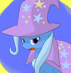 Size: 776x803 | Tagged: safe, artist:sig, derpibooru import, trixie, pony, unicorn, blushing, female, mare, pixiv, solo, tsundere