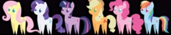 Size: 6000x1241 | Tagged: safe, artist:sircinnamon, derpibooru import, applejack, fluttershy, pinkie pie, rainbow dash, rarity, twilight sparkle, earth pony, pegasus, pony, unicorn, eyefinity, mane six, pointy ponies, wallpaper