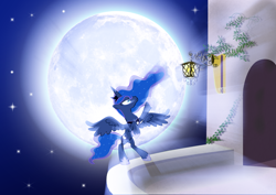 Size: 4961x3508 | Tagged: safe, artist:iyabrony, princess luna, alicorn, pony, detailed background, female, mare, solo