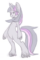 Size: 678x1015 | Tagged: safe, artist:coffeechicken, derpibooru import, twilight sparkle, pony, bipedal, solo, unshorn fetlocks