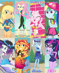 Size: 2500x3100 | Tagged: safe, derpibooru import, screencap, applejack, fluttershy, pinkie pie, rainbow dash, rarity, sci-twi, sunset shimmer, trixie, twilight sparkle, equestria girls, equestria girls series, forgotten friendship, beach, belly button, clothes, diving suit, feet, flip-flops, geode of empathy, geode of fauna, geode of shielding, geode of sugar bombs, geode of super speed, geode of super strength, geode of telekinesis, glasses, hat, humane five, humane seven, humane six, magical geodes, rating, rock horse, sandals, sarong, sexy, shorts, sunglasses, swimming trunks, swimsuit, wetsuit