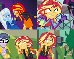 Size: 2560x2048 | Tagged: safe, derpibooru import, screencap, microchips, sci-twi, sunset shimmer, trixie, twilight sparkle, wallflower blush, better together, equestria girls, forgotten friendship, friendship games, rainbow rocks, angry, shrunken pupils