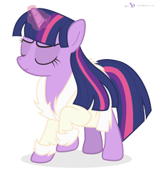 Size: 1200x1350 | Tagged: safe, artist:dm29, derpibooru import, twilight sparkle, unicorn twilight, pony, unicorn, bathrobe, clothes, eyes closed, female, glowing horn, grin, horn, mare, raised hoof, robe, simple background, smiling, solo, transparent background