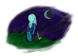 Size: 1280x914 | Tagged: safe, artist:someonewithj, derpibooru import, trixie, human, barefoot, feet, humanized, moon, solo