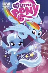 Size: 988x1500 | Tagged: safe, artist:amy mebberson, derpibooru import, idw, rainbow dash, trixie, pegasus, pony, friends forever, spoiler:comic, comic, cover