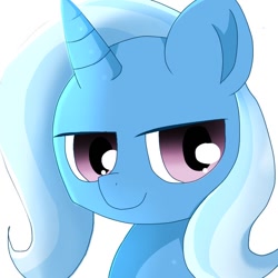 Size: 768x768 | Tagged: safe, artist:erufi, derpibooru import, trixie, pony, unicorn, cute, female, looking at you, mare, simple background, white background