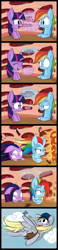 Size: 1050x4561 | Tagged: safe, artist:teknibaal, derpibooru import, derpy hooves, rainbow dash, twilight sparkle, pegasus, pony, comic, delivery, dialogue, female, mare