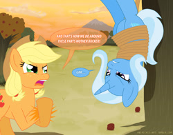 Size: 1018x800 | Tagged: safe, artist:ladyanidraws, derpibooru import, applejack, trixie, earth pony, pony, applejack hogtying trixie, comic, rope