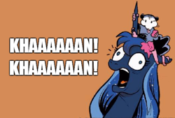 Size: 490x332 | Tagged: safe, princess luna, tiberius, alicorn, pony, spoiler:comicm10, exploitable meme, image macro, khan, meme, star trek