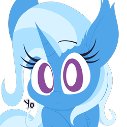 Size: 8000x8000 | Tagged: safe, artist:dragonpone, derpibooru exclusive, derpibooru import, trixie, pony, unicorn, absurd resolution, chest fluff, cute, dialogue, diatrixes, ear fluff, female, looking at you, mare, raised eyebrow, simple background, smiling, solo, transparent background, yo