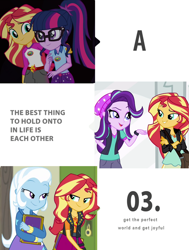 Size: 1284x1694 | Tagged: safe, derpibooru import, sci-twi, starlight glimmer, sunset shimmer, trixie, twilight sparkle, better together, equestria girls, forgotten friendship, legend of everfree, mirror magic, spoiler:eqg specials, counterparts, twilight's counterparts