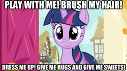 Size: 624x349 | Tagged: safe, derpibooru import, twilight sparkle, bronybait, caption, happy, image macro, smiling, solo