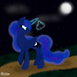 Size: 950x950 | Tagged: safe, artist:wintaura, nightmare moon, princess luna, alicorn, pony, night, solo, the strength of the darkness inside