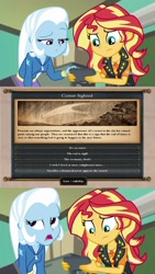 Size: 2048x3644 | Tagged: safe, derpibooru import, edit, screencap, sunset shimmer, trixie, better together, equestria girls, forgotten friendship, comet, europa universalis, exploitable meme, meme, sunset's recording