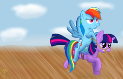 Size: 1540x1000 | Tagged: safe, artist:timidusartifex, derpibooru import, rainbow dash, twilight sparkle, pegasus, pony, female, lesbian, saddle, shipping, twidash