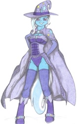 Size: 680x1092 | Tagged: safe, artist:sirartemisderpington, derpibooru import, trixie, anthro, unguligrade anthro, smiling, solo, traditional art