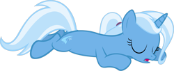 Size: 2043x837 | Tagged: safe, artist:zacatron94, derpibooru import, trixie, pony, unicorn, alternate hairstyle, clone, female, lula, mare, ponytail, simple background, sleeping, solo, transparent background, vector